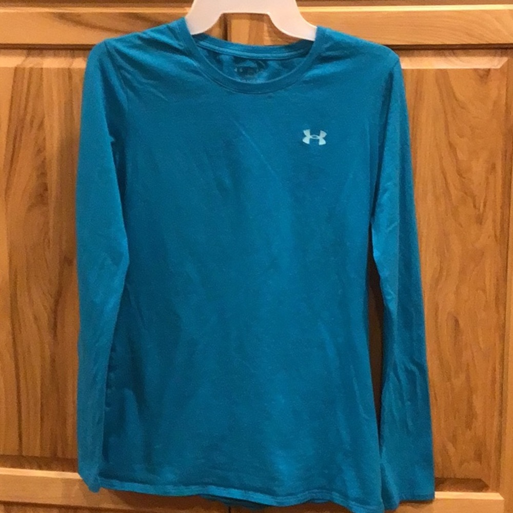 Under Armour Semi Fitted Heatgear Long Sleeve Teal T-shirt Small